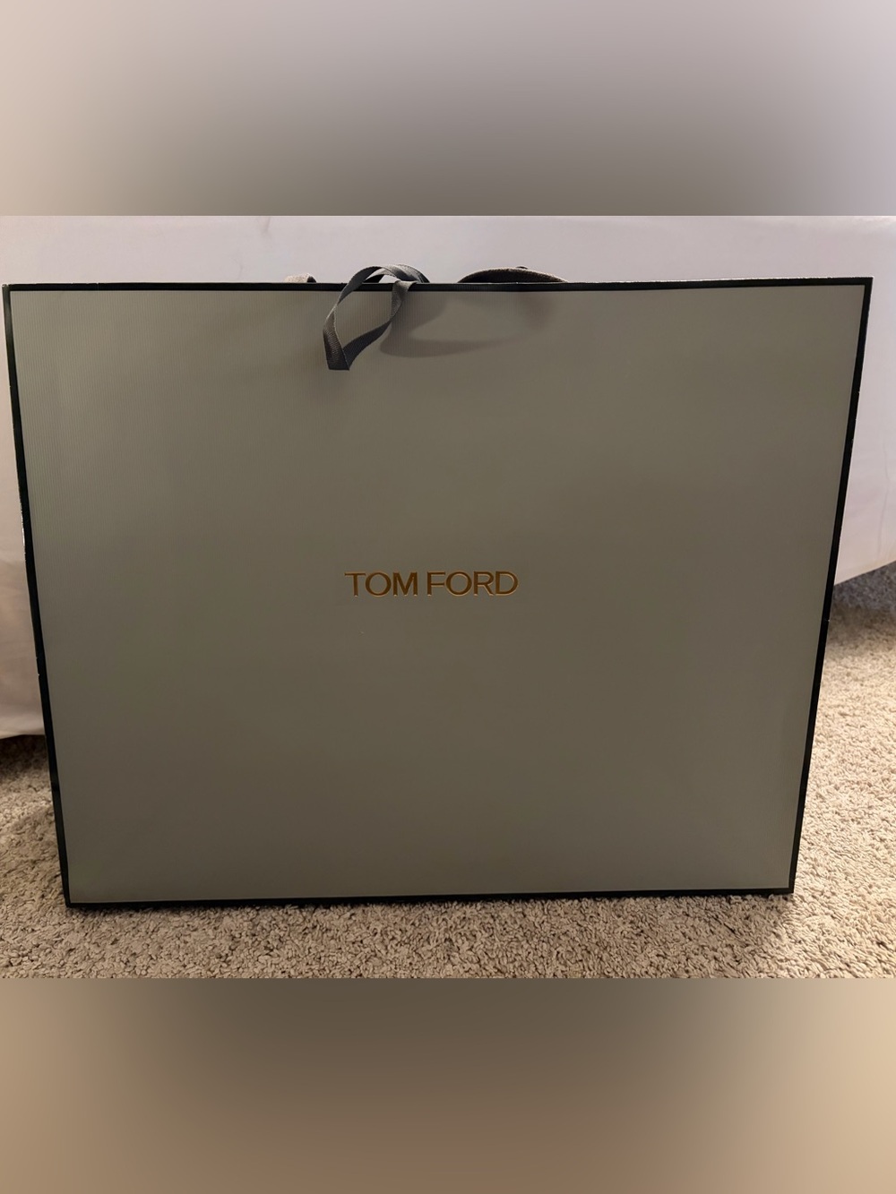 Tom Ford Sage Green Shopping Bag with Gold Logo